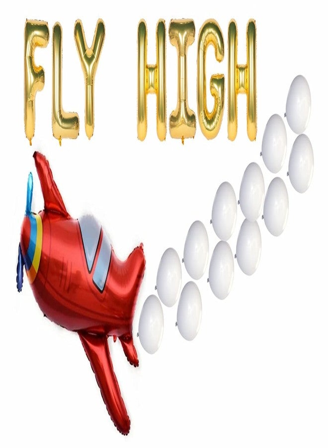 Atpata Funky Sky theme Airplane Aeroplane Flight with Clouds Foil Balloon Bouquet (Fly High) - Image 1